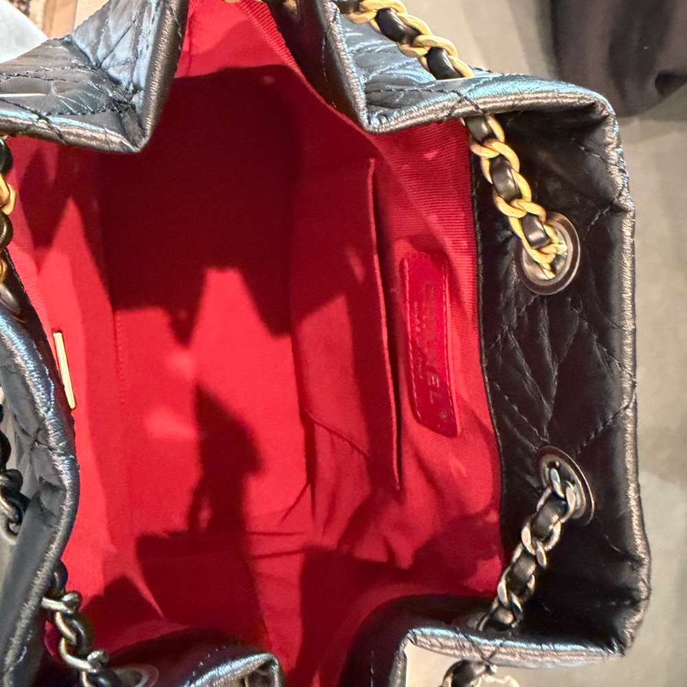 Chanel Black Quilted Drawstring backpack - image 8